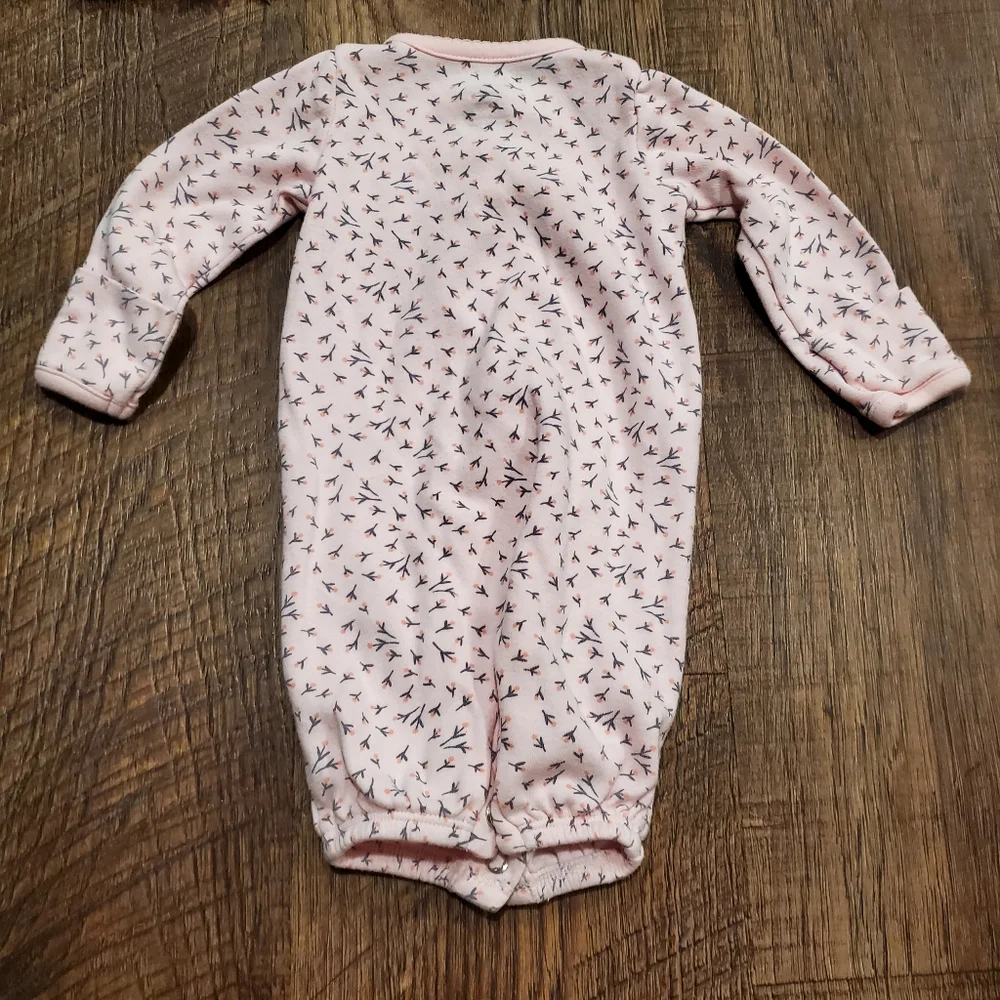 Carters Baby Convertible Footed Pajamas Sleep Sack Pastel Pink Floral Cotton NB